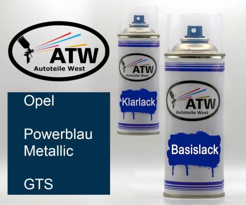 Opel, Powerblau Metallic, GTS: 400ml Sprühdose + 400ml Klarlack - Set, von ATW Autoteile West.